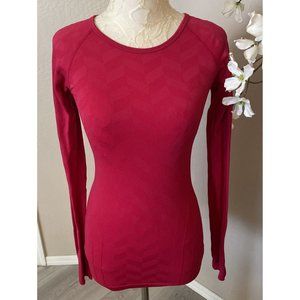 Aspire Womens Activewear Baselayer Fitted Shirt Top Thumbholes Red Size S